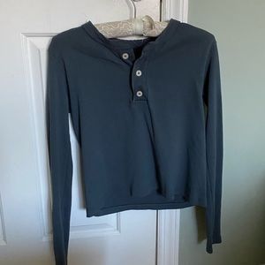 Brandy Melville blue long sleeve button top
